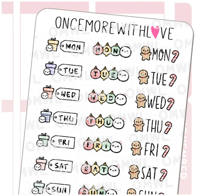 Festive Weekly Date Headers | Sticker Sheet