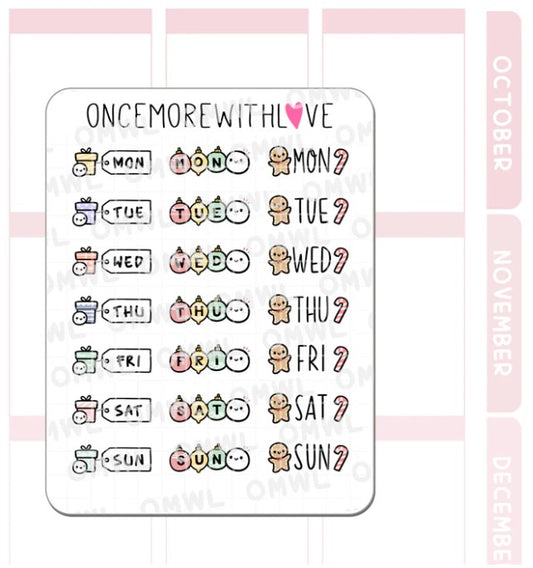 Festive Weekly Date Headers | Sticker Sheet