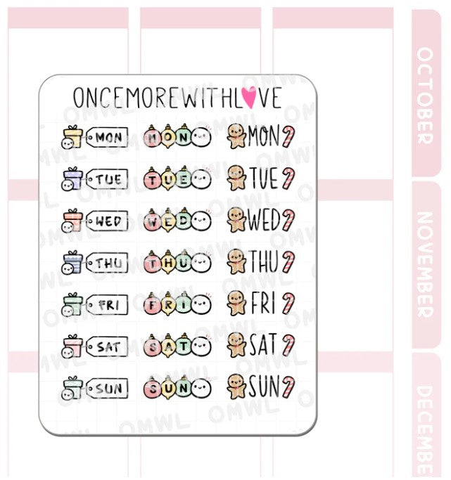 Festive Weekly Date Headers | Sticker Sheet