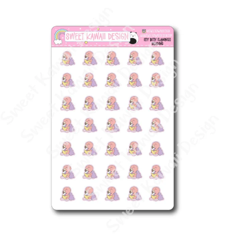 Kawaii Flamingo - Reading | Sticker Sheet
