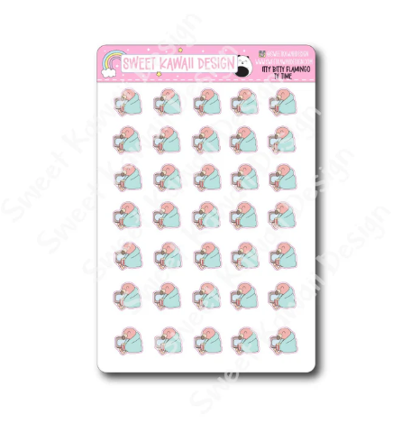 Kawaii Flamingo - TV Time | Sticker Sheet