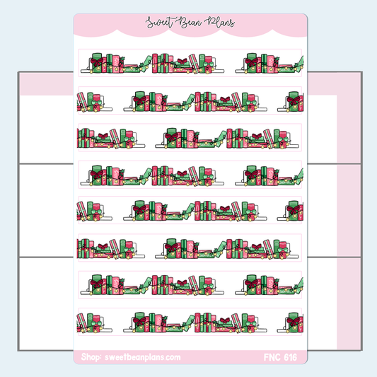 Christmas Bookshelf Washi Strip | Sticker Sheet