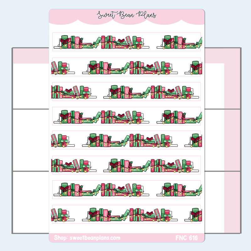 Christmas Bookshelf Washi Strip | Sticker Sheet