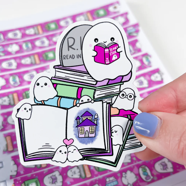 Ghost Book Stack | Vinyl Sticker