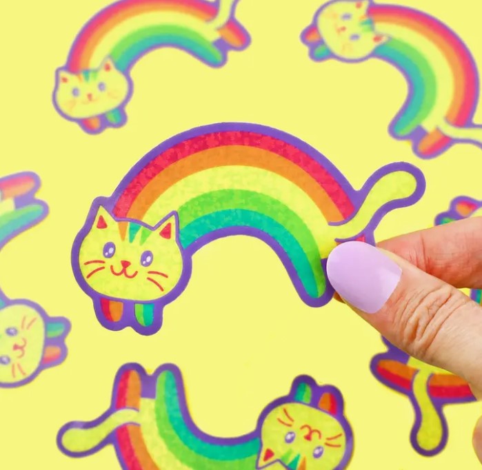Glitter Rainbow Cat | Vinyl Sticker