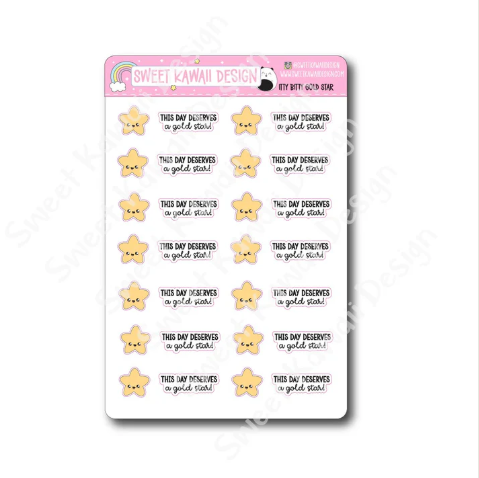 Kawaii Gold Stars | Sticker Sheet