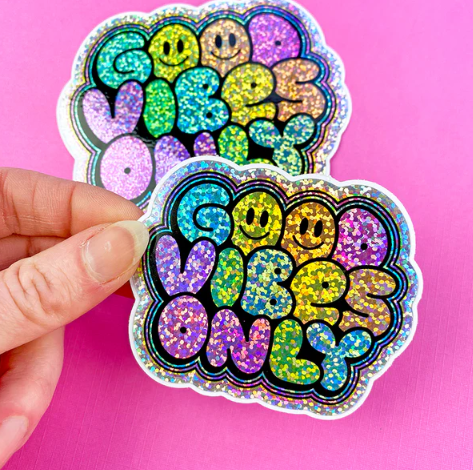 Sparkle Holographic Good Vibes Only | Vinyl Decal