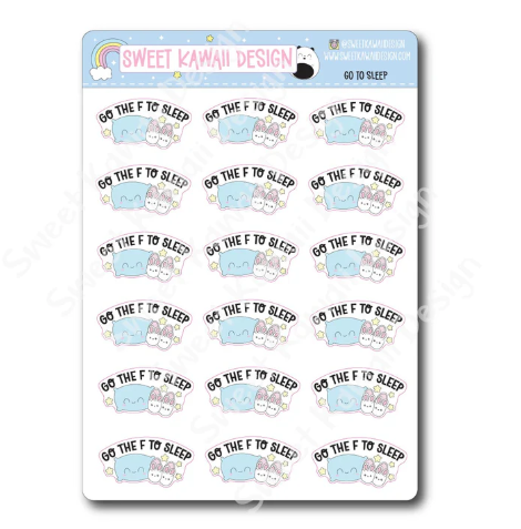 Kawaii Go to Sleep | Sticker Sheet