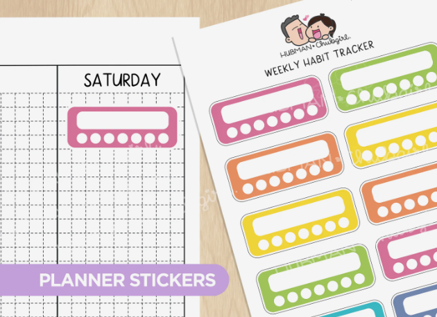 Rainbow Llama - Weekly Habit Tracker | Sticker Sheet