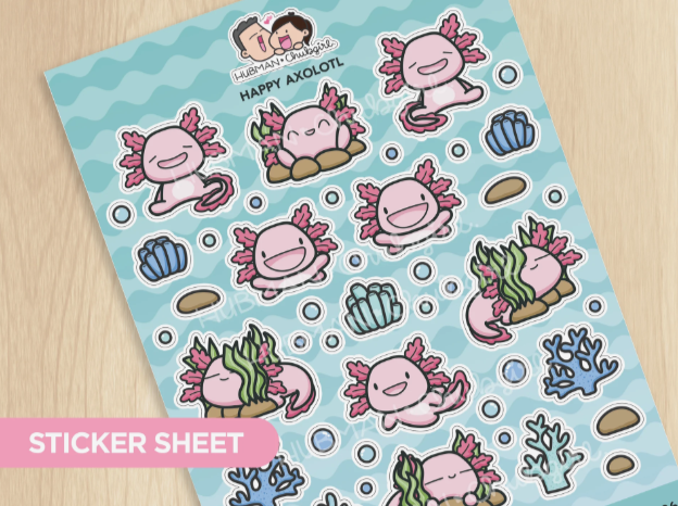 Happy Axolotl | Big Sticker Sheet
