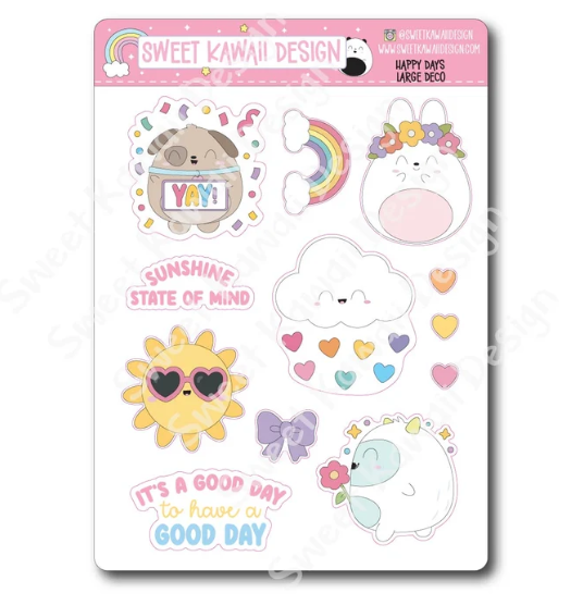 Kawaii Happy Days | Large Sticker Sheet