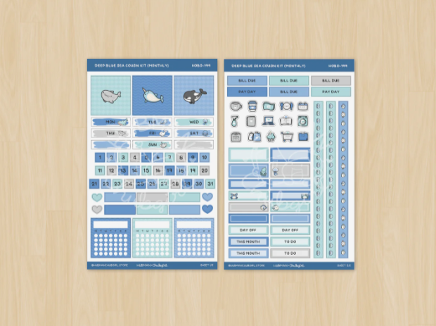 Deep Blue Sea | Hobonichi Cousin MONTHLY Kit