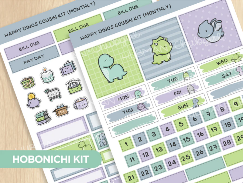 Happy Dinos | Hobonichi Cousin Monthly Kit