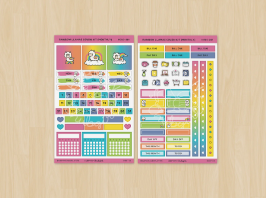 Rainbow Llama | Hobonichi Cousin MONTHLY Kit
