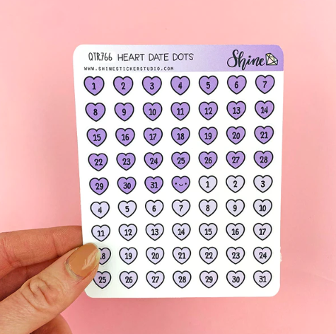Heart Date Dot Stickers