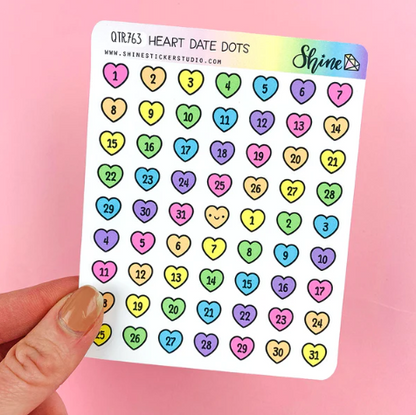 Heart Date Dot Stickers