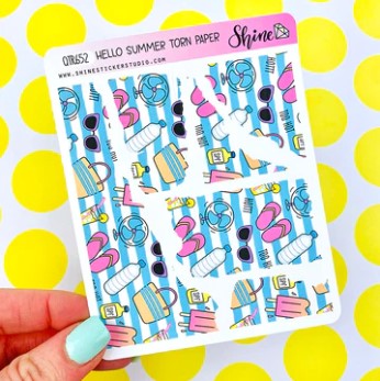 Hello Summer Torn Paper | Sticker Sheet