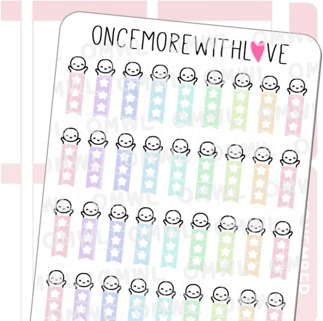 Hobo Weeks Tiny Pastel Star Checklist | Sticker Sheet