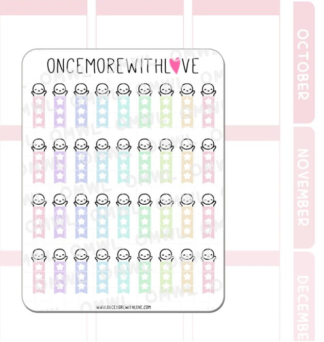 Hobo Weeks Tiny Pastel Star Checklist | Sticker Sheet