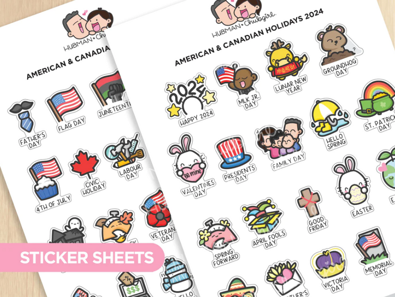 American & Canadian Holidays 2024 | Sticker Sheet