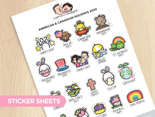 American & Canadian Holidays 2024 | Sticker Sheet