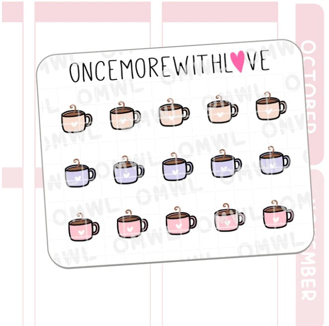 Mini - Hot Chocolate or Coffee Mug Doodle | Sticker Sheet