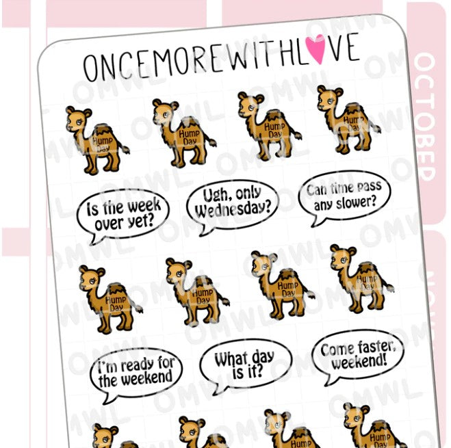 Cute Hump Day Camel Weekly Marker | Sticker Sheet