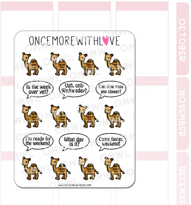 Cute Hump Day Camel Weekly Marker | Sticker Sheet