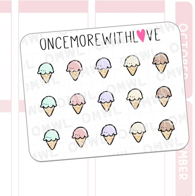 Mini - Ice Cream Cone Doodle | Sticker Sheet