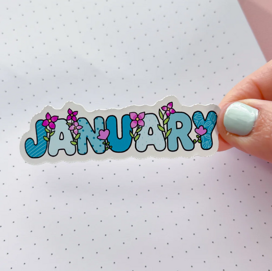January 2026 Floral Word | Vinyl Sticker