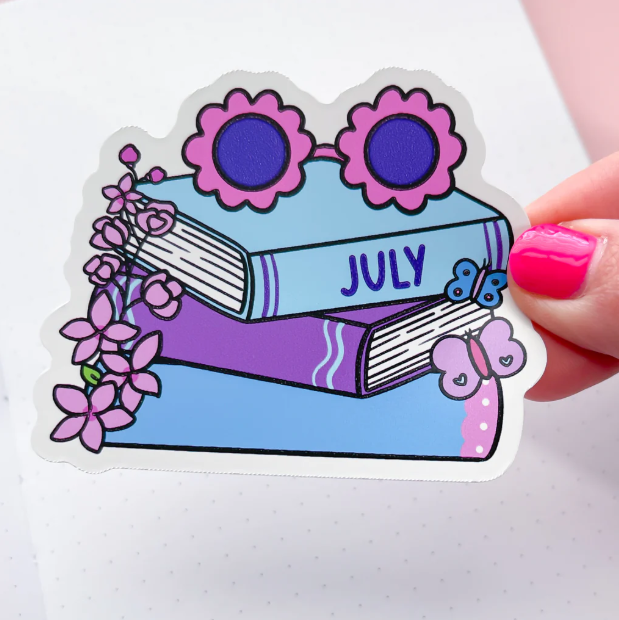 July Book Stack | Vinyl Sticker