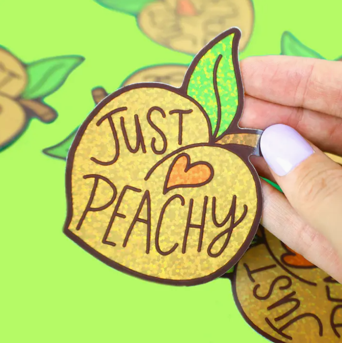Just Peachy | Glitter Vinyl Sticker