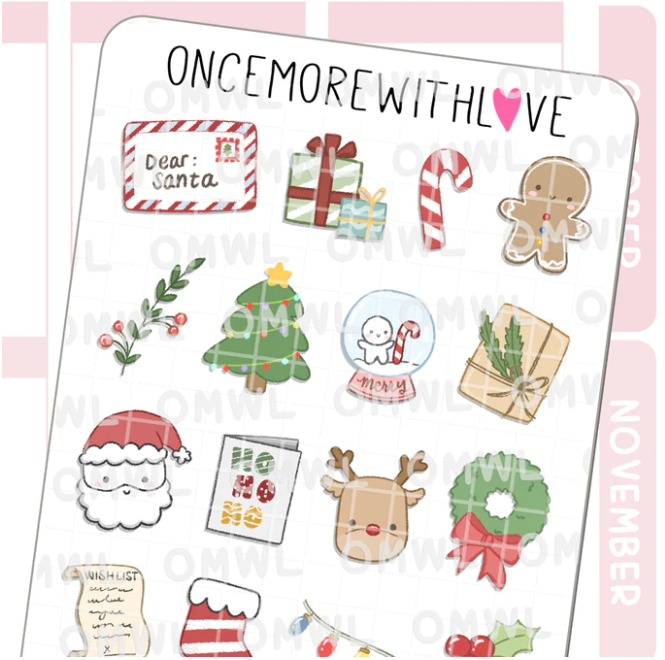 Large Holiday Deco Doodles | Sticker Sheet