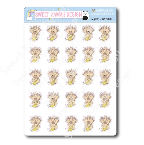 Kawaii Maggie - Sweeping | Sticker Sheet