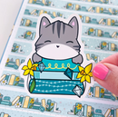 March Cat & Books | Vinyl Sticker