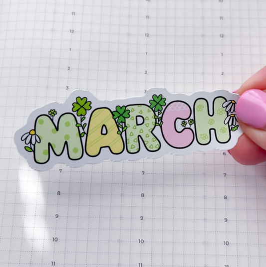 March 2026 Floral Word | Vinyl Sticker