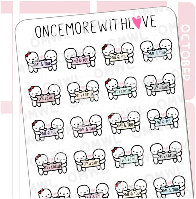 Me and You Munchkin Couple with Banner | Sticker Sheet