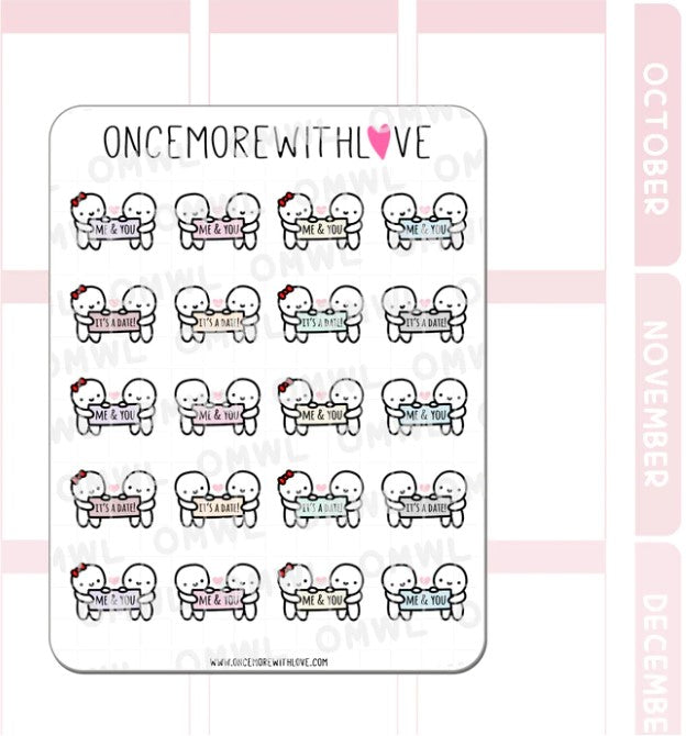 Me and You Munchkin Couple with Banner | Sticker Sheet