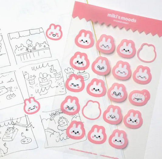 Miki the Bunny Moods | Sticker Sheet