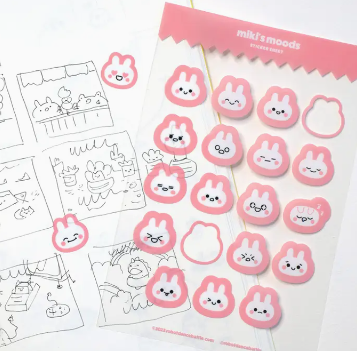Miki the Bunny Moods | Sticker Sheet