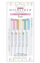 Zebra Mildliner 5 Colour Pack - Slightly Fluorescent