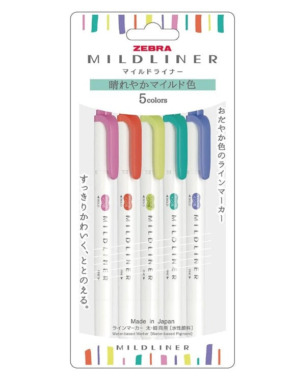 Zebra Mildliner 5 Colour Pack - Sunny