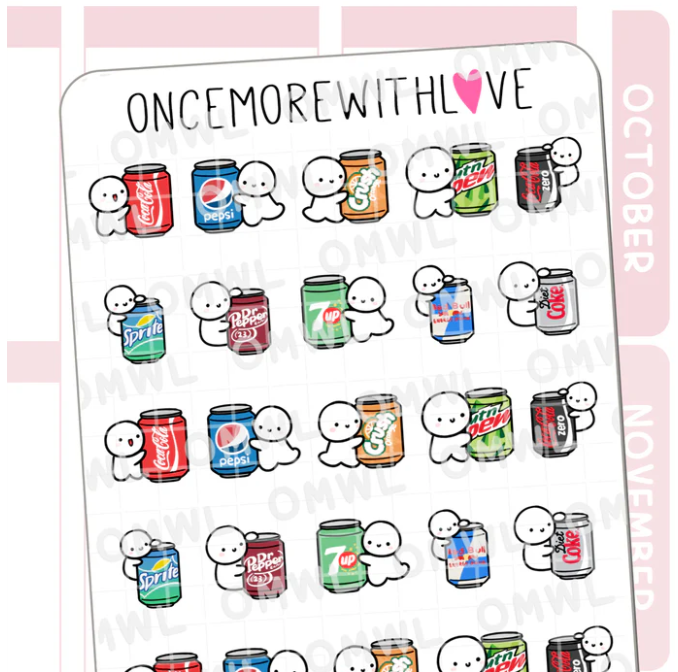 Soda Pop Cans Mixed | Sticker Sheet