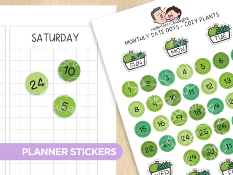 Cozy Plants - Monthly Numbers | Sticker Sheet