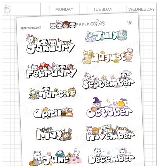 Monthly Characters | Functional Sticker Sheet