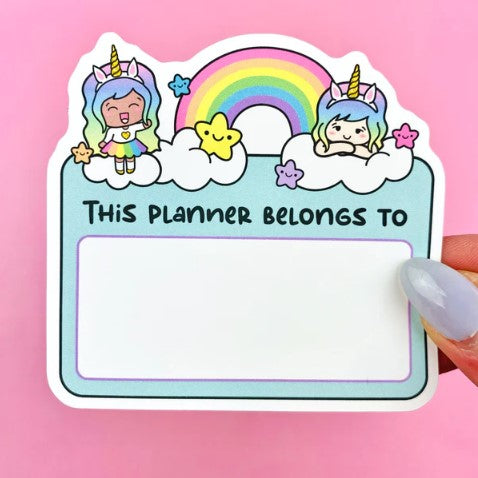 Blank Planner Name Label - Luna Unicorn