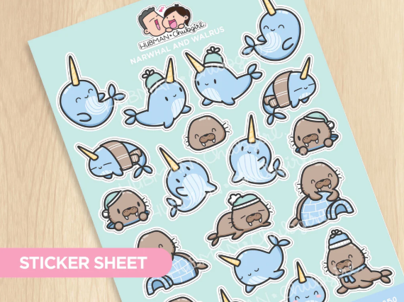 Narwhal and Walrus | Big Sticker Sheet