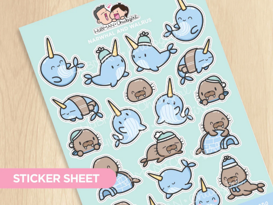Narwhal and Walrus | Big Sticker Sheet