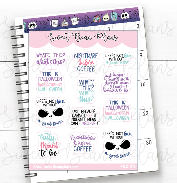 Nightmare Before Coffee Quotes | Sticker Sheet