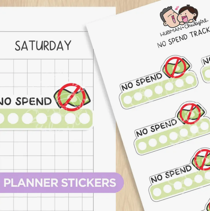 No Spend Tracker | Sticker Sheet